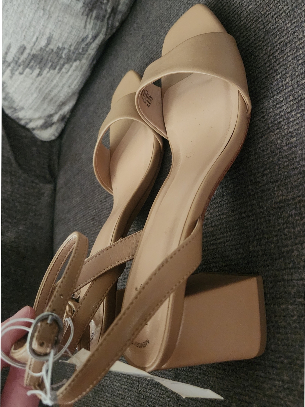 a new day Women's Tan Block Heel Pointed Toe Sandals